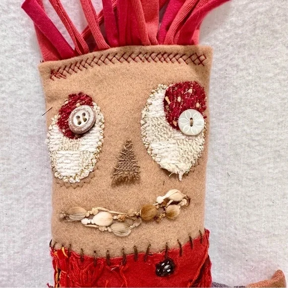 Scrappy Sidekicks Handcrafted Eco-Chic Doll Duo Kantha Embroidery Vintage Fabric - Picture 3 of 8